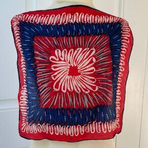 Red White Blue Geometric Print Square Scarf